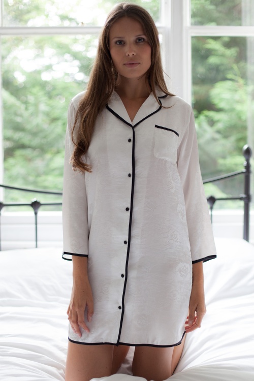 Shea -  Jaquard Rose Pure Silk Nightshirt